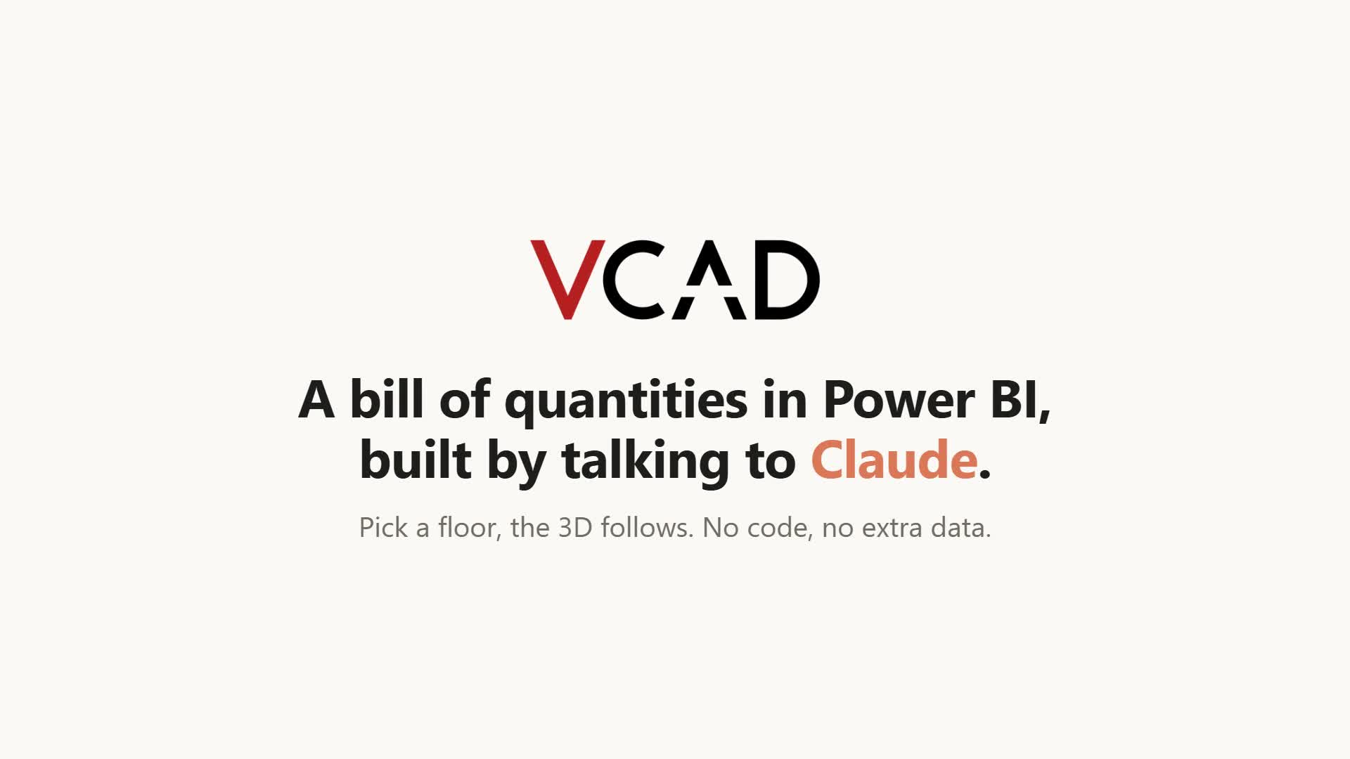 Bill of quantities in Power BI built with AI A bill of quantities in Power BI, built by talking to an AI assistant